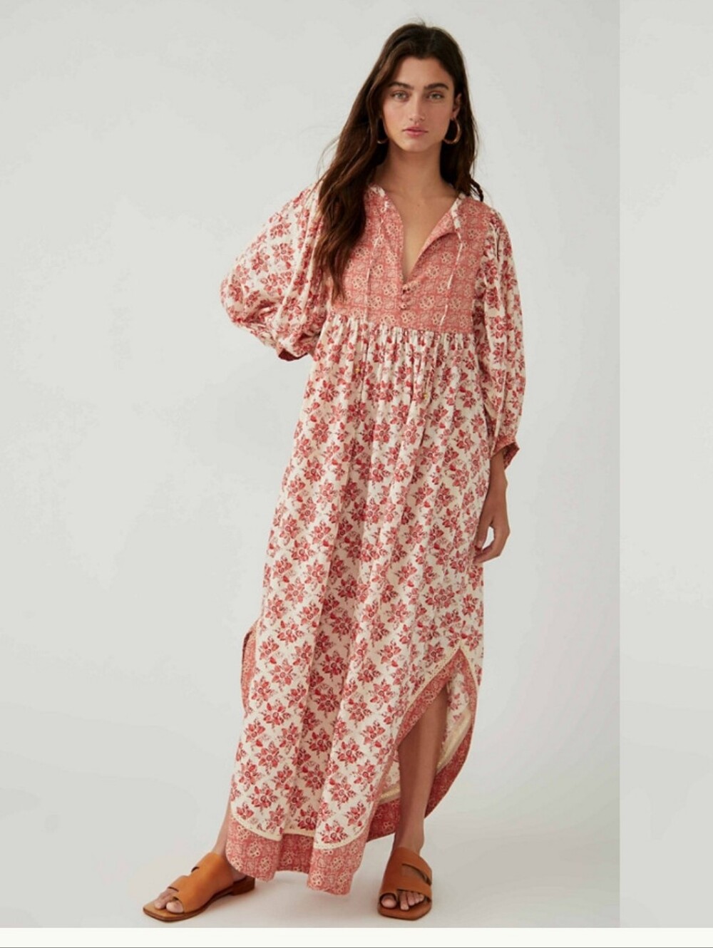 Free People Maxi Dress Size L Red Hazy Maisy Style Unique Details Firm Price